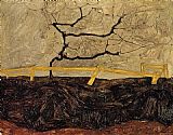 Bare Tree behind a Fence by Egon Schiele